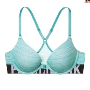 Victoria’s Secret PINK Wear Everywhere push up bra - blue & white 36B like new